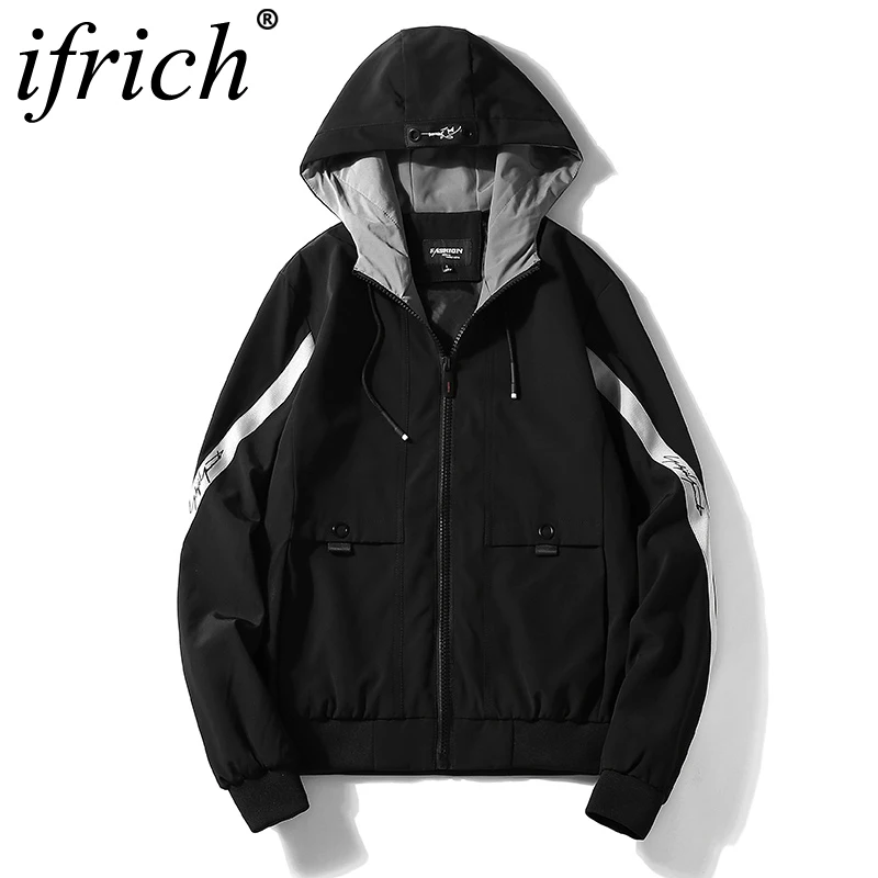 Jacket Men Windbreaker Spring Autumn Fall Fashion Black Jacket Mens Hooded Casual Jackets Male Thin Men Coat Outwear Clothes 4XL