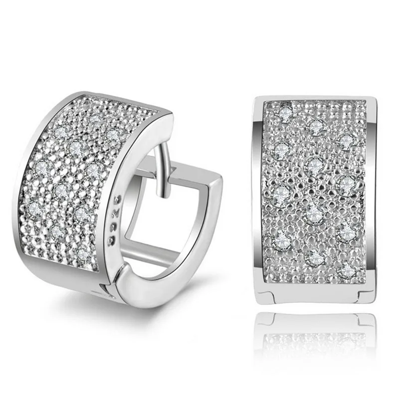 

New High Quality Silver Plated Noble Elegant Earrings Brilliant Cubic Zirconia Jewelry Birthday Present For Girl