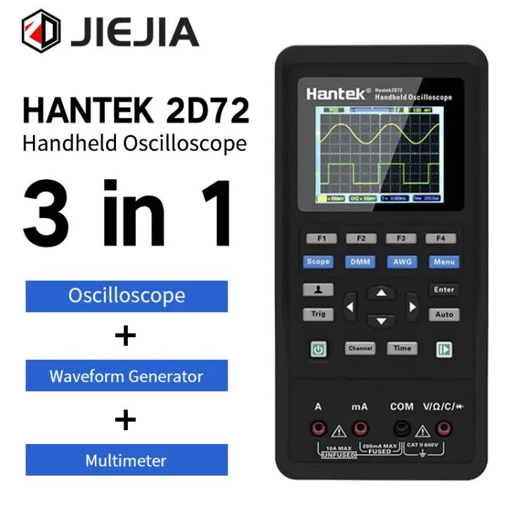 

Hantek 2D72 3in1 2 Channels Handheld Digital Oscilloscope+Waveform Generator+Multimeter Type C charging interface