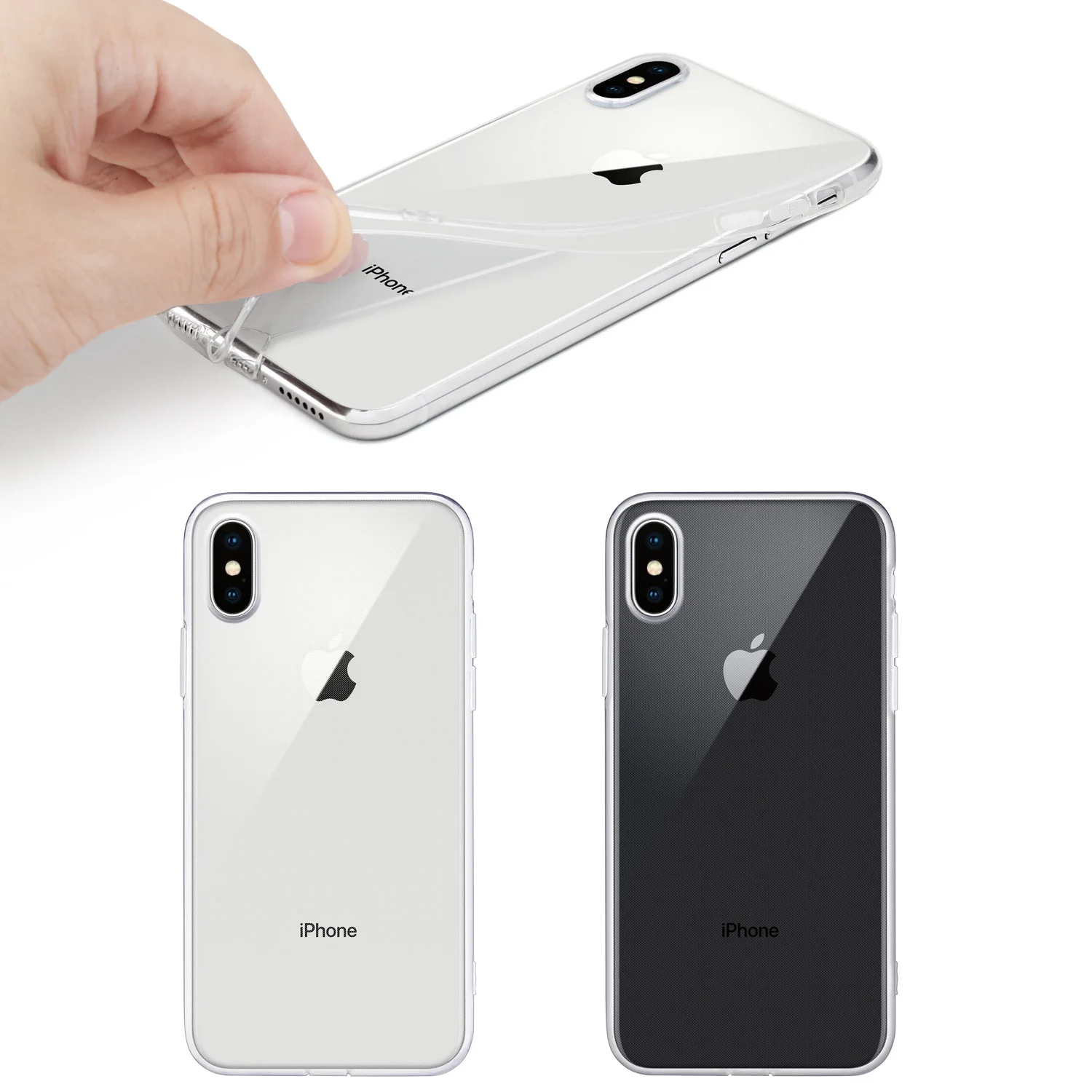 For iPhone X Case, WEFOR Slim Clear Soft TPU Cover Support Wireless Charging for Apple 5.8\