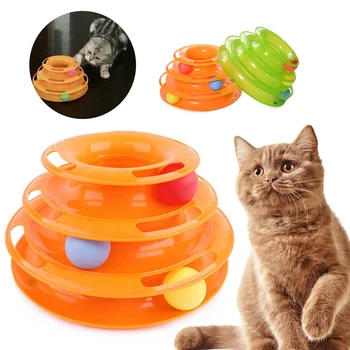 

Three Levels Cat Tower Tracks Disc Cat Intelligence Amusement Triple Play Disc Pet Toy Balls Training Amusement Plate Dropship