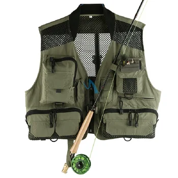 

New Multi-pocket Fishing Vest Fishing Suit with Mesh Fly Vest Light-weight Breathable Fly Fishing Tackle Accessories