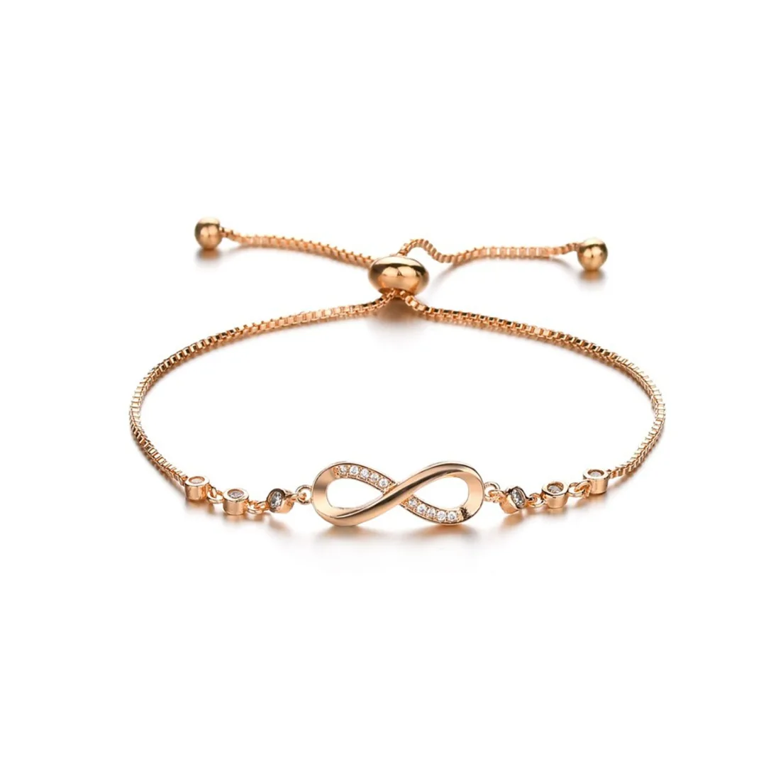 Luxurious Crystal Bracelet Silver/Gold/Rose Gold Color Cubic Zircon Adjustable Infinity Charm Bracelets Women Fashion Jewelry