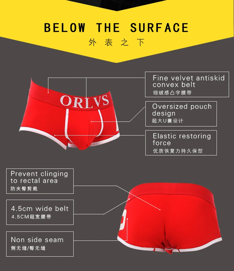 ORLVS Brand Men Underwear Boxers Cotton Male Panties Sexy Gay penis pouch Cotton Underpants Men Boxers Slip shorts Men