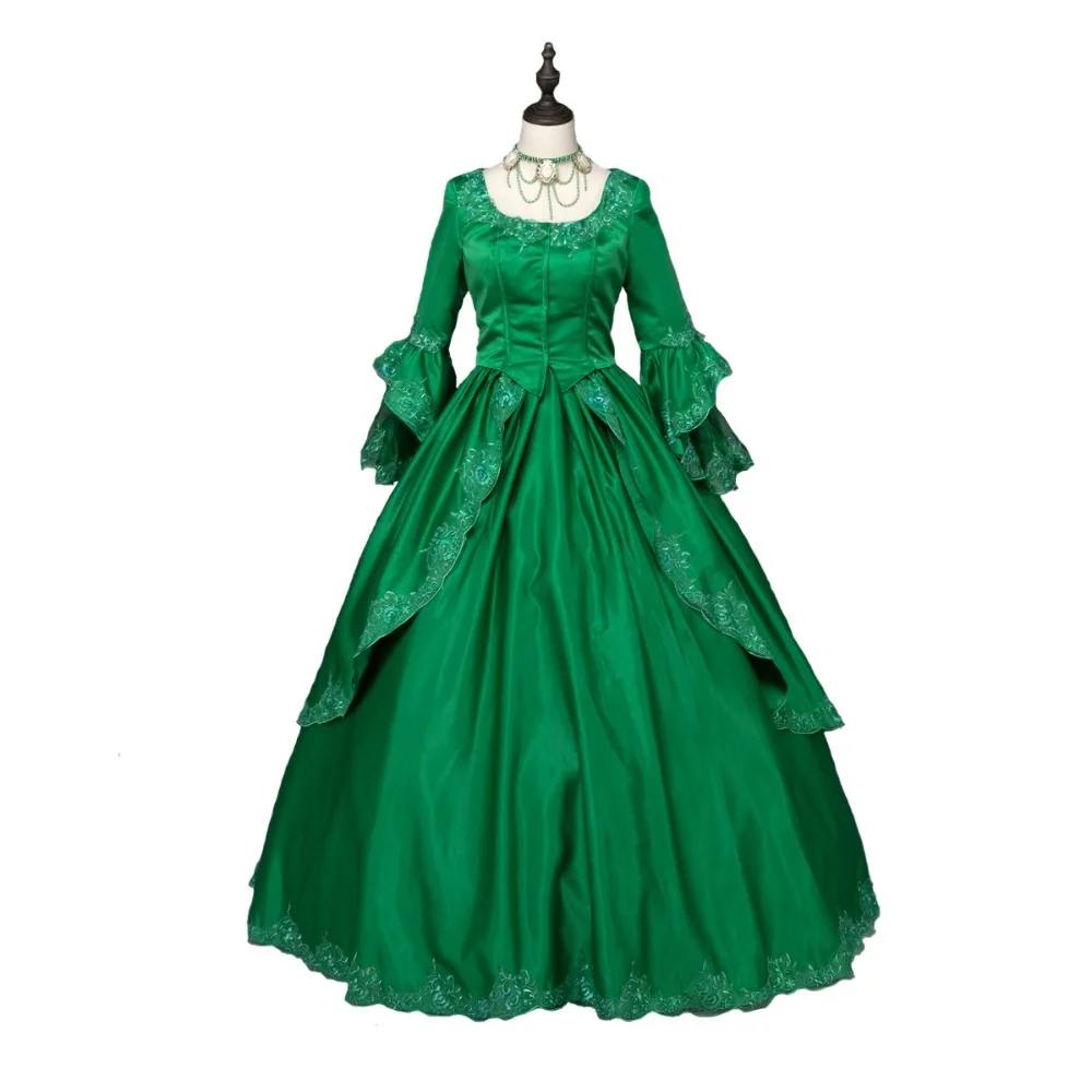 Зеленое платье Marie Antoinette Colonial Brocade Period бальное платье Одежда стимпанк вечерние костюмы одежда s