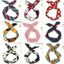 Fio amarrado de orelhas de coelho, 1 peça, versão coreana, faixas de cabelo, chapéus, fita, lenço de metal, feminino, bandana, cabelo acessórios