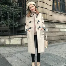 Высокое качество шерстяной кашемир верхняя одежда пальто кардиган, Женская куртка с длинным рукавом с воротником со спрямленными углами Толстая широкая талия пальто для женщин AA3265 F