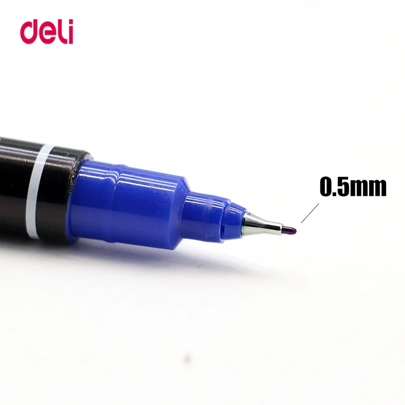Deli 12 шт цветной двойной наконечник 0,5/1 мм быстросохнущие перманентные ручки-маркеры для тканевого металлического качества fineliner для рисования