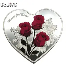 1 шт. 38 мм Сердце Роза День Святого Валентина памятная монета I Love You эмуляция День Святого Валентина игровая валюта