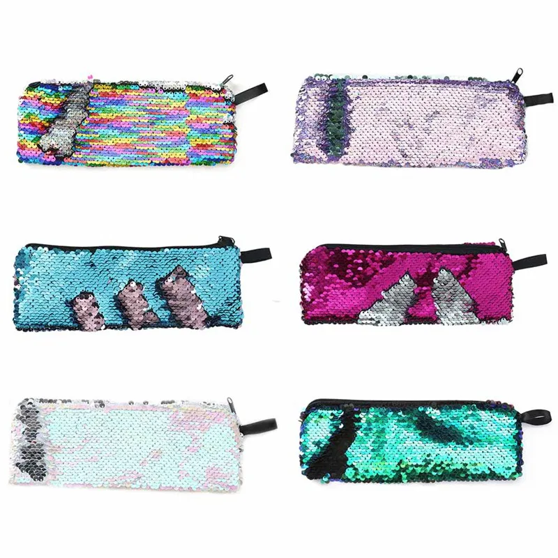 

1 Piece Colorful Reversible Sequin Pencil Case Cute Fashion Pencil Box Pencilcase School School Supplies