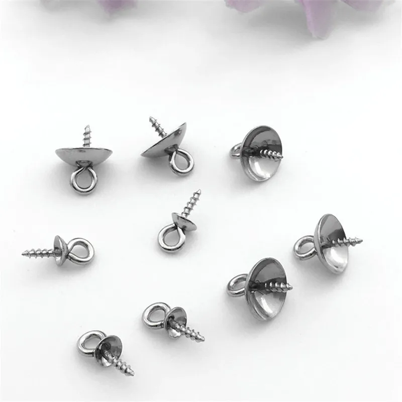 

Stainless Steel Screw Threaded Eye Pins Bail Eyepins Hooks Eyelets Top Drilled Pearl Pendant holder Clasps DIY Jewelry Findings