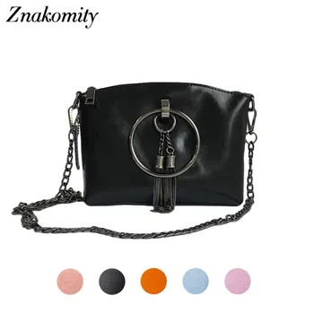 

Znakomity Women small crossbody messenger bag women's genuine leather shoulder bag female Mini chain black leather tote hand bag