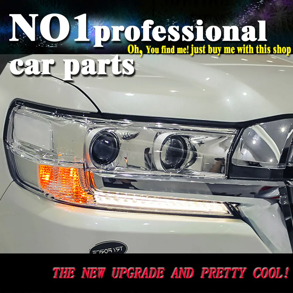 

Car Styling 2017-2018 for toyota Land Cruiser Headlights Land Cruiser LED DRL Lens Double Beam H7 HID Xenon Car Accessories