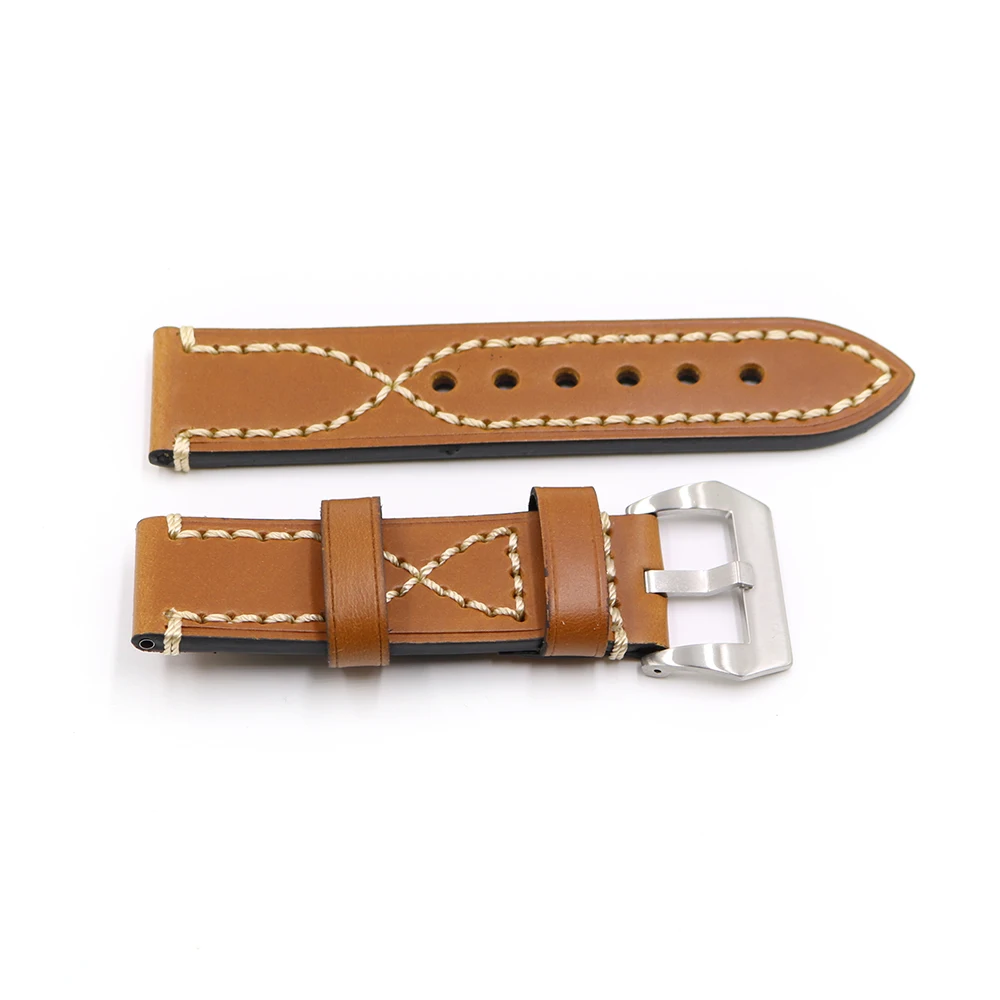 Rolamy Watch Band 20 22 24 26mm Leather Strap For Tag CARRERA Omega Montblanc Panerai Daytona Submariner Tissot Watchbands Strap