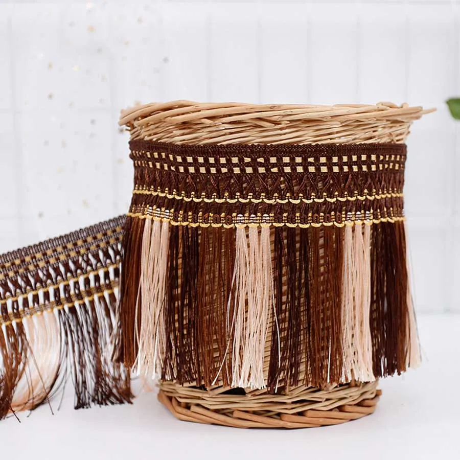 

12 meters 13cm Ethnic Tassel Trims Fringe Braid Lace Tassel Decorative Trim Ribbon Latin Curtain Fringes for Home Sewing