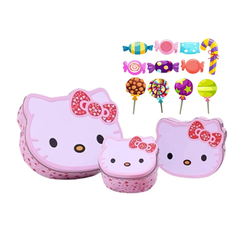 

4Color Kawaii Kitty Mini Tin Box Stationary Candy Chocolate Box Can Desktop Decor Change Key Storage Case Party Wedding Gift Box