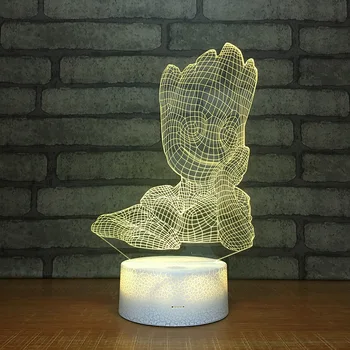 

3D Cartoon Groot LED RGB Night Light 7 Color Change Desk Light Action Figures 283 Boys Girls Christmas Toys