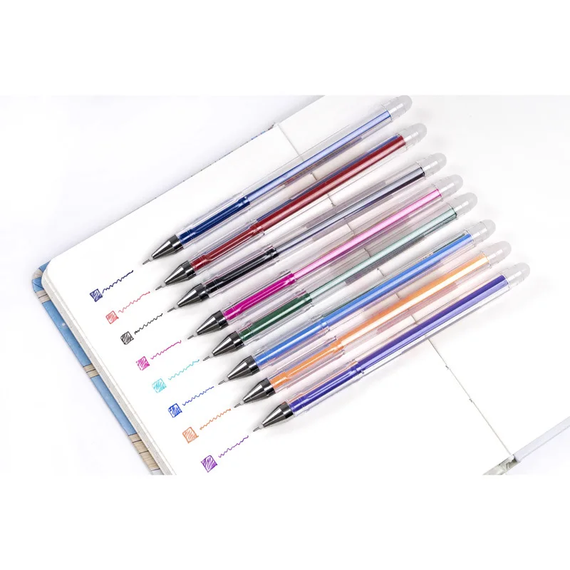 8 colors/lot Simple transparent Erasable Colour Gel Pen Signature Pen Escolar Papelaria School Office Supply Promotional Gift