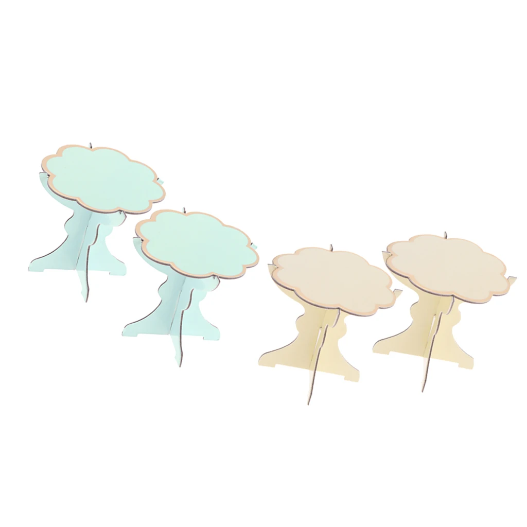4 Pieces Cupcake Holder Dessert Display Stands Wedding Favors Blue+Yellow
