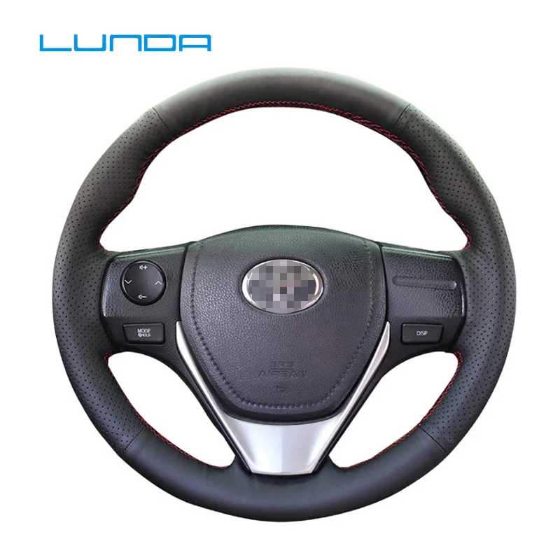 LUNDA Black Artificial Leather car Steering Wheel Cover for Toyota