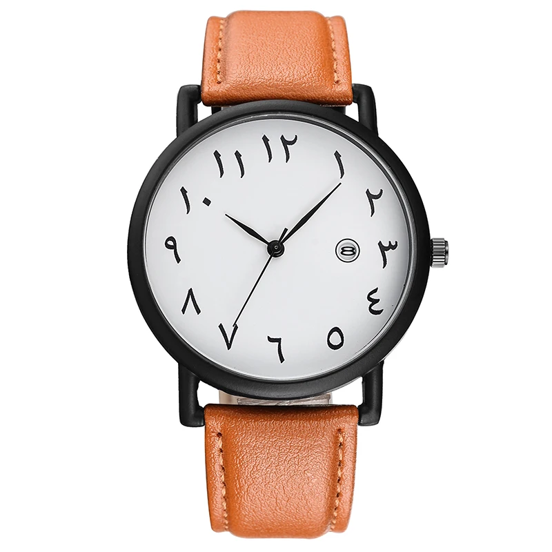

BSL1034 BAOSAILI Arabic Numbers Dial Wrist Watch Day Date Analog Leather Quartz Watch Mens Stainless Steel Back Watch