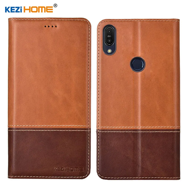 Case for Asus Zenfone Max Pro M1 ZB601KL KEZiHOME Double Colors Genuine Leather Flip wallet