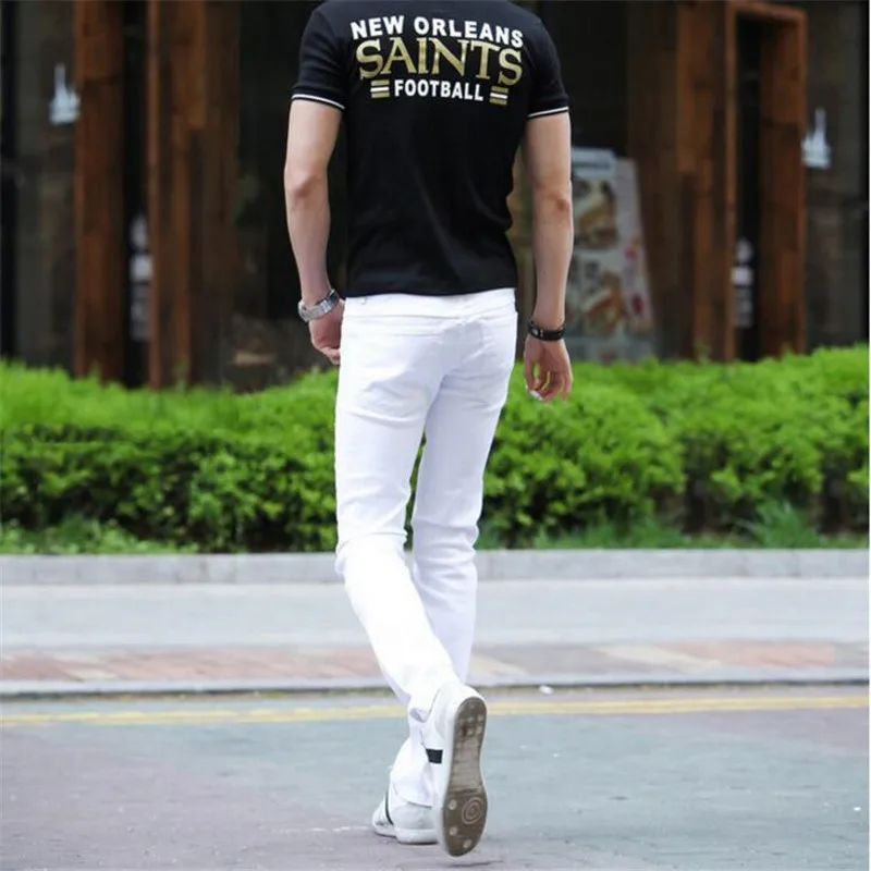 MORUANCLE мужские белые рваные джинсы, штаны с дырками, супер облегающие, облегающие, рваные, потертые, джинсовые штаны для бега для мужчин