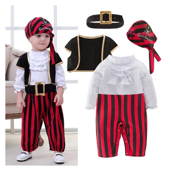 

Pirate Captain Cosplay Costume for Baby Boy Halloween Christmas Fancy Party Clothes Performance Photo Shooting Costume for Kids