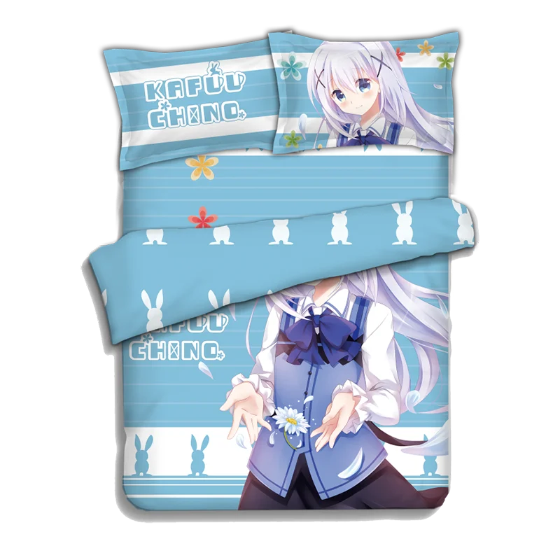 Japanese Anime Gochuumon wa Usagi Kafuu Chino Bed sheets Bedding Sheet