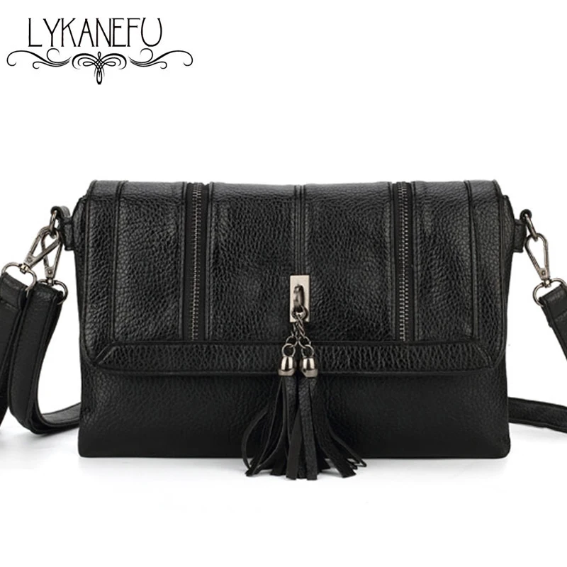 

LYKANEFU Women Messenger Bags Crossbody Purse Women Bag Clutch Purse Handbag Ladies PU Leather Sac Female Shoulder Bag Black
