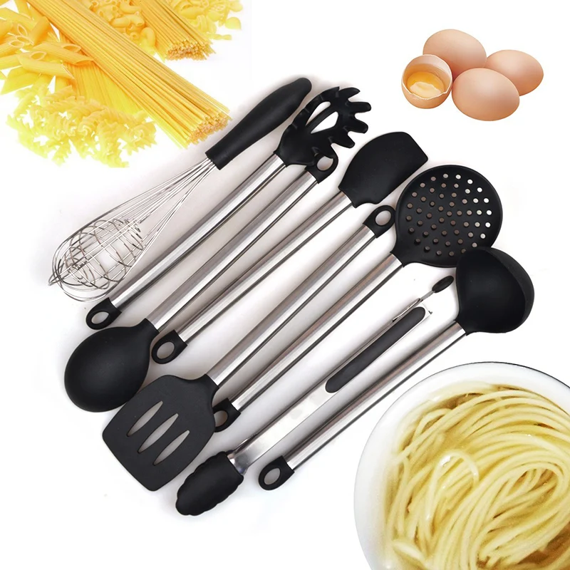 6 & 8 Pieces Super Sturdy Cooking Utensils Set & Non Stick Silicone Tips For Pots and Pans, Kitchen Utensils by Leeseph
