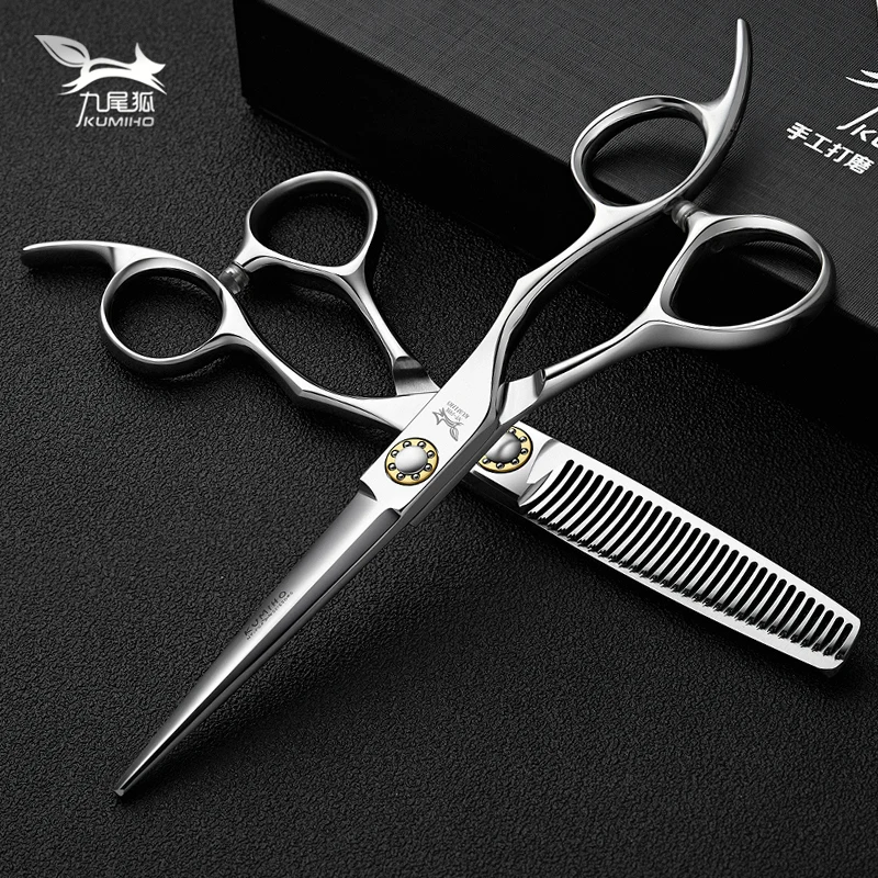 

6'' AQIABI Japan Steel 440C Barber Hairdressing Scissors Cutting Shears Thinning Scissors Professional Human Hair Scissors