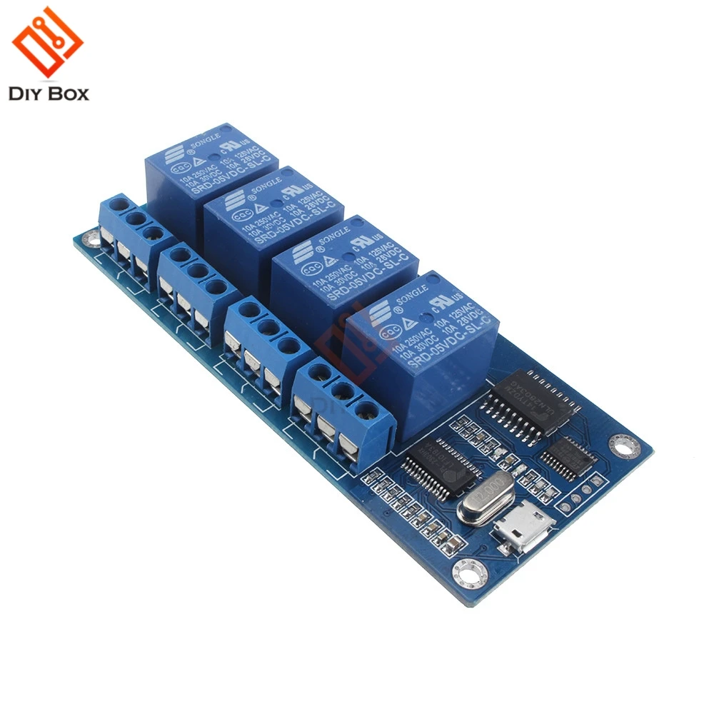 

MICRO USB 5V 4-Channel Relay Module USB Control Relay Module serial port new