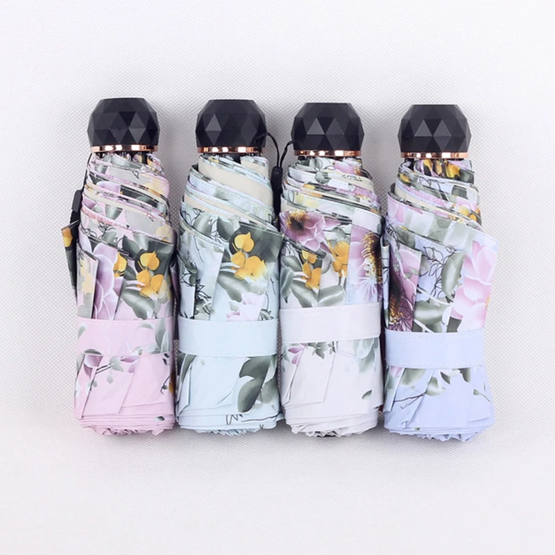 5 Folding Mini Sun Umbrellas Fashion 8K Flower Pocket Umbrella Women Outdoor Business Parasol Female Folding Umbrella Paraguas