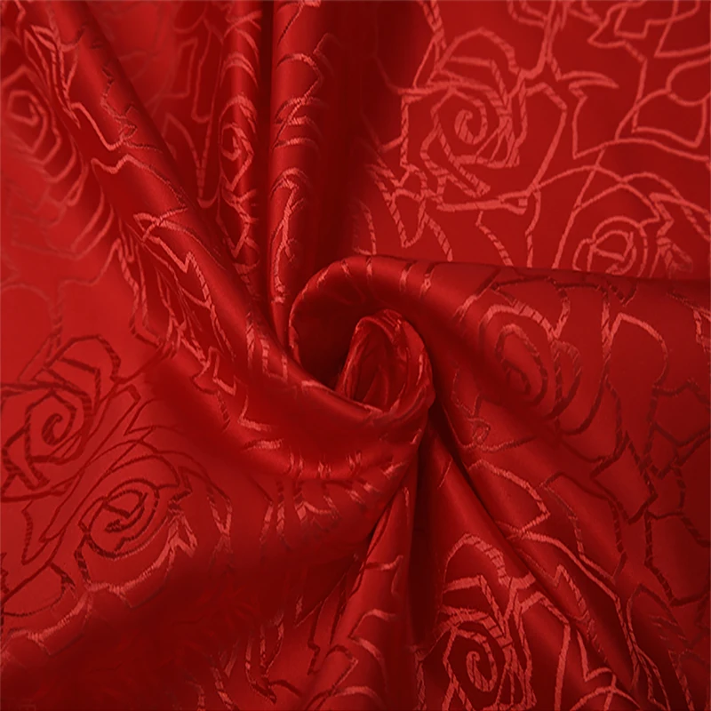 Красная роза стиль Металлик Жаккардовая парча ткань, шелковое атласное платье лоскутное пошив костюма ткань для лоскутной обивки