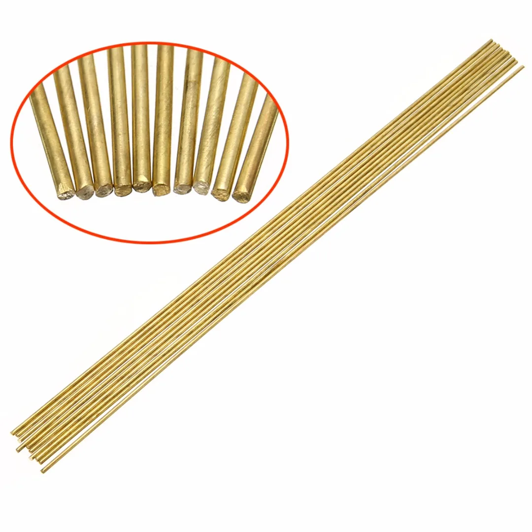 10pcs/lot New 1.6 x 250mm Welder Brass Rods Bar Solid Round Rods Wires Sticks for Repair Welding Brazing Soldering