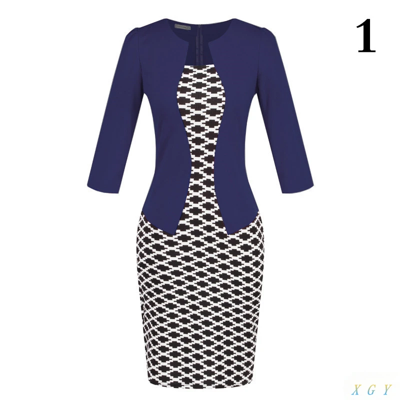 

New Fashion Women Dress Sets Formal Pencil Dress Suits Print Flower Plaid Office Wear Work Clothes Attachment Belt CC2848