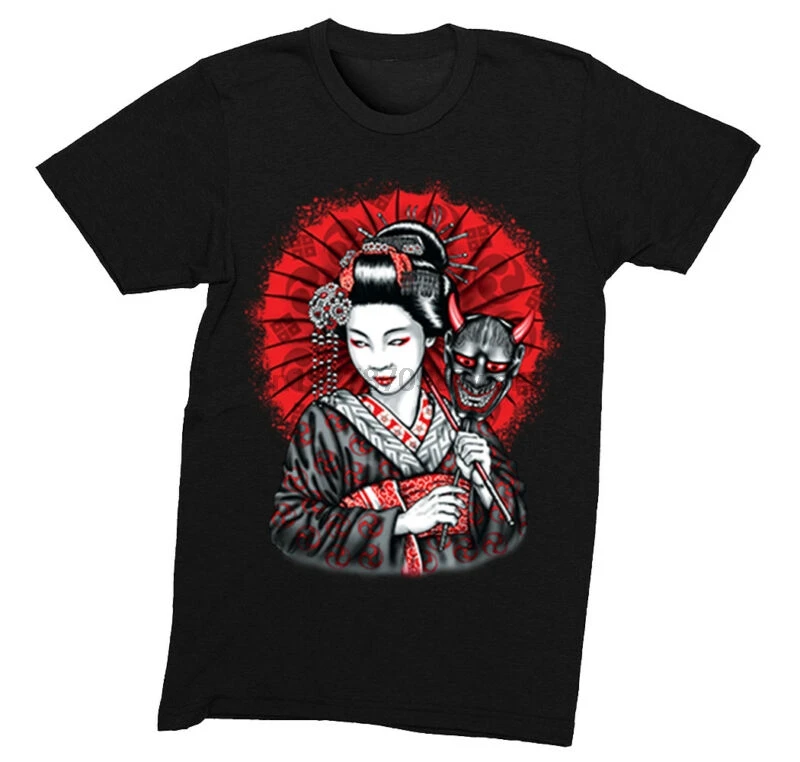 Мужская Гейша маска они Yokai Ogre Kuruoshiki азиатское искусство культура Crewneck Футболка |