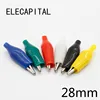 12 piezas de aislamiento de Metal Clip de cocodrilo prueba eléctrica 28 MM Plomo rojo negro azul verde blanco amarillo pequeño cocodrilo clip ► Foto 1/4