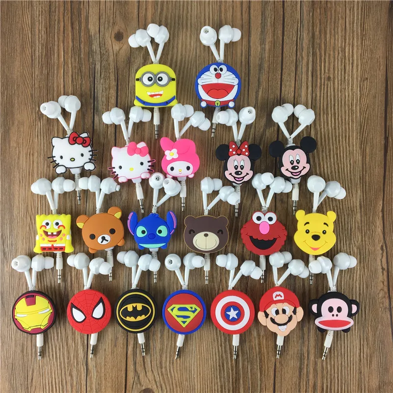 

10pcs/lot New Good Gift 3.5mm Cartoon Earphone headphone headset earbuds retractable headphones For Samsung Xiaomi HTC MP3 MP4