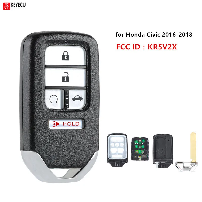 Новая запасная деталь Keyecu 433 МГц ID47 чип 5 кнопок для Honda Civic 2016 2017 FCC: KR5V2X|Ключ от