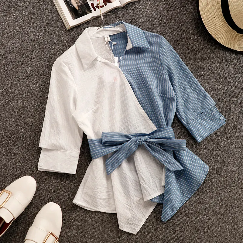 stripe color blocking slim pencil pants