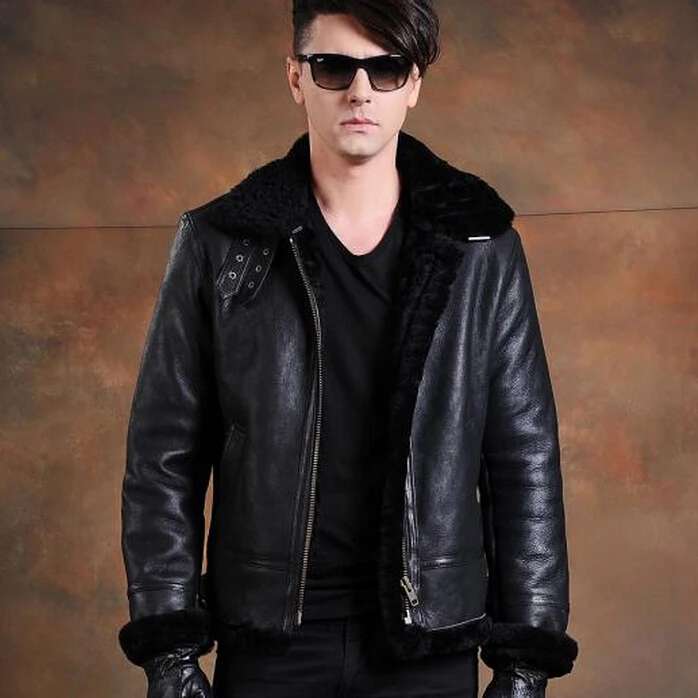 Leather suede cowskin coat new men genuine leather jacket wool liner