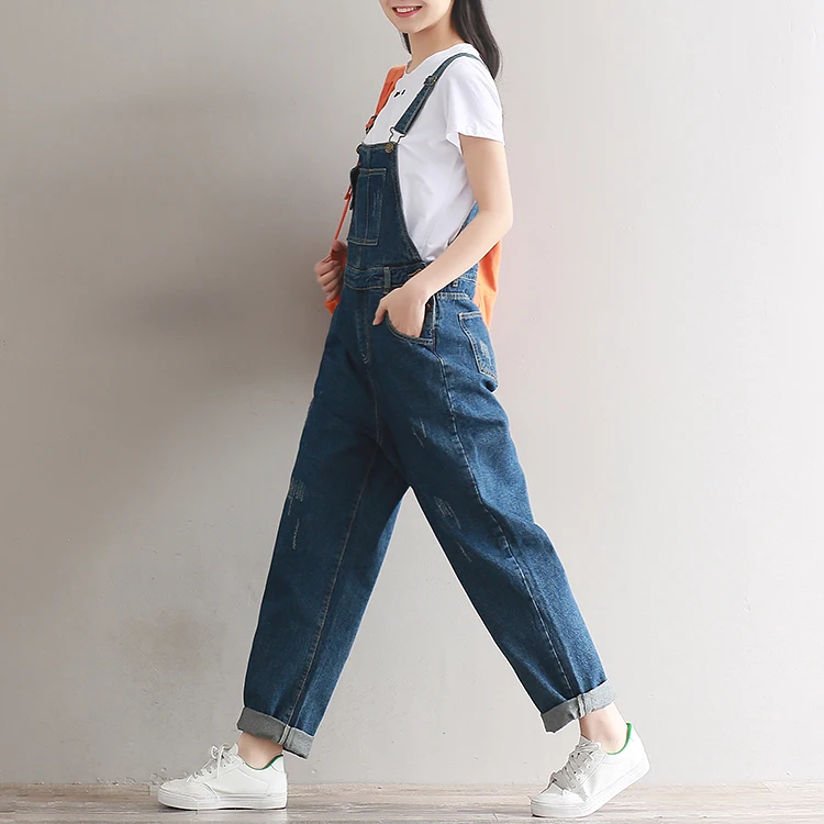 Женский повседневный джинсовый комбинезон весна-лето-осень,свободный деним комбинезон,приличное винтажный комбинезон,японского стиля"Mori Girl",с карманами