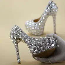 Big Sale Silver Crystal Embellished Wedding Shoes Bride Round Toe Plus Size High Platform Stiletto Heels Pumps Women Shoes Big Sale Silver Crystal Embellished Wedding Shoes Bride Round Toe Plus Size High Platform Stiletto Heels Pumps Women Shoes