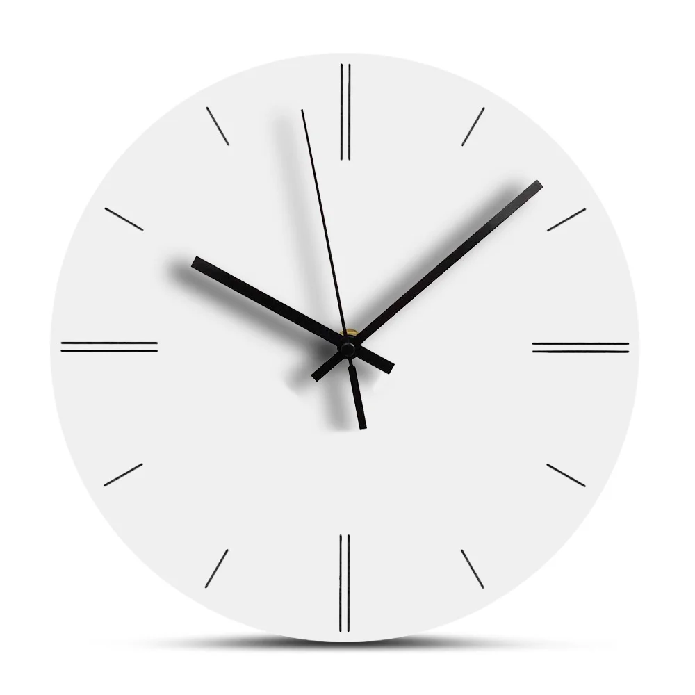 12 Inch Creative Wood Wall Clock Modern Design Mute White Decorative