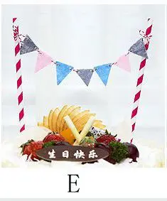 1 комплект Микки Минни Маус кекс торт Топпер флажки для торта бумага соломы душ для детского праздника в честь Дня рождения поставки вечерние декоративные - Цвет: E