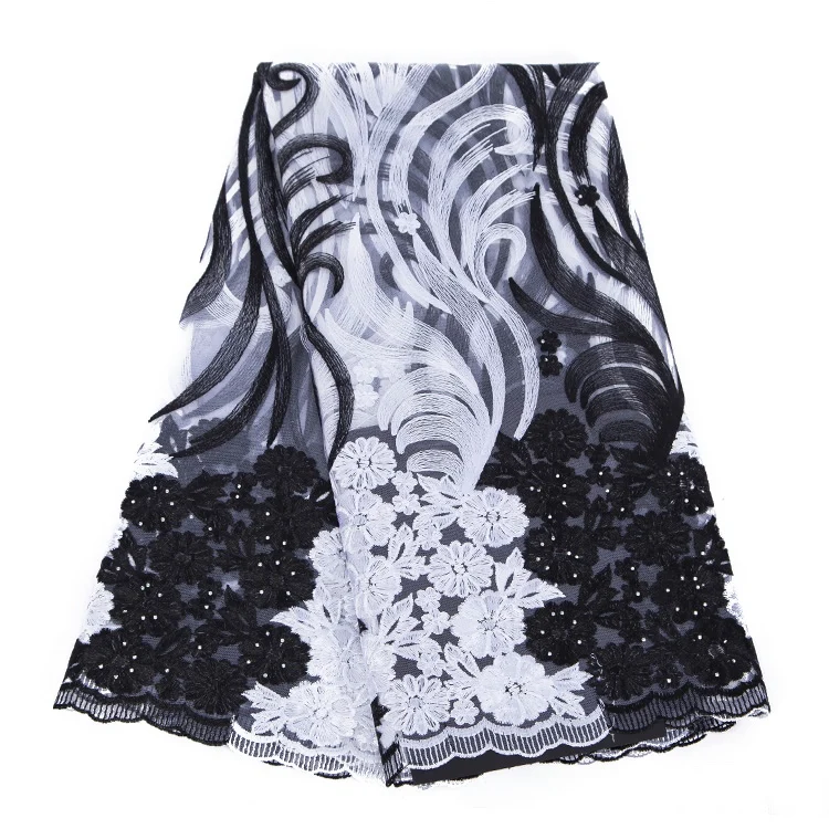 

high quality french lace mulcolor bridal embroidered tulle lace fabric with beads for evening dress FC1620-WFC 5y