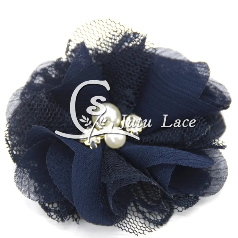 2.5''pearl rhinestone chiffon lace flower (14)