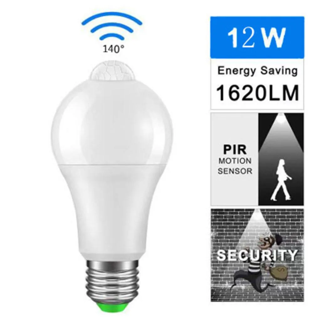 E27 LED PIR Motion Sensor Infrared Auto Energy Saving Light Lamp Bulb lampada led 12V Intelligent sensor Bulbs bombillas